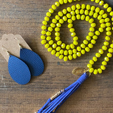 Load image into Gallery viewer, Team Blue and Yellow Tassel Necklace