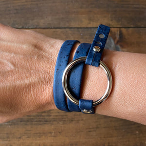 Navy Blue Cork Wrap Bracelet