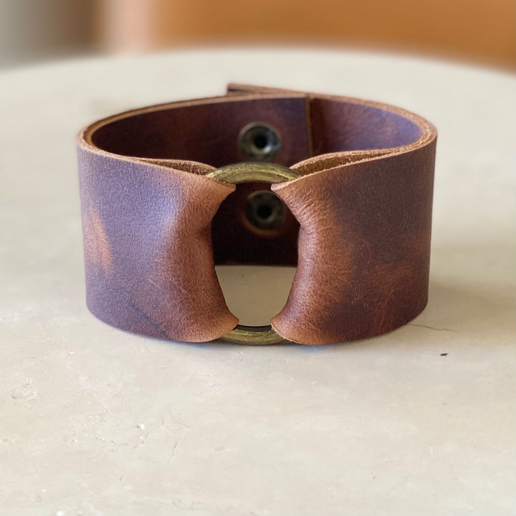Whiskey Leather Wide Cuff