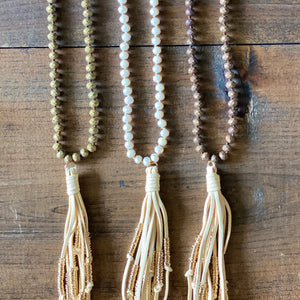 Ivory Tassel Necklace with Beads