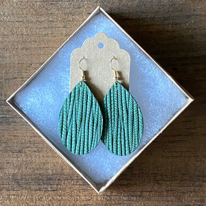 Pine Green Palm Leather Earring
