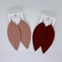 Load image into Gallery viewer, Large Leather Feather Earrings