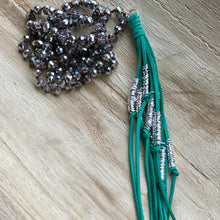 Load image into Gallery viewer, Green Suede Tassel Necklace