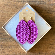 Load image into Gallery viewer, Orchid Honeycomb Leather Earrings (additional styles)