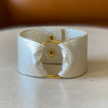 Load image into Gallery viewer, Platinum Leather Wide Cuff