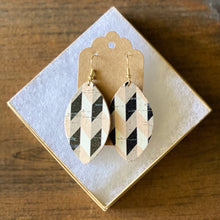 Load image into Gallery viewer, Black and Tan Lattice Cork Earrings (additional styles)