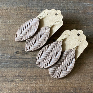 Chocolate Brown Braided Leather Earring (additional styles available)