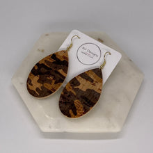 Load image into Gallery viewer, Brown and Tan Camo Cork Earrings
