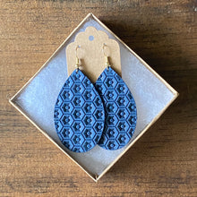 Load image into Gallery viewer, Midnight Blue Honeycomb Leather Earrings (additional styles available)