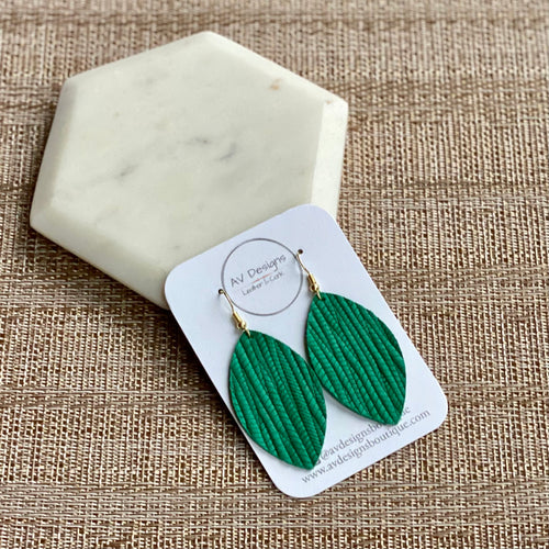 Green Palm Leather Earrings (additional styles available)