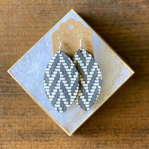 Charcoal Grey Chevron Leather Earring (additional styles)