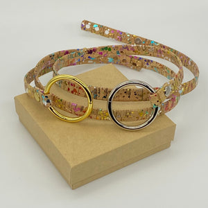 Metallic Rainbow Splatter Cork Wrap Bracelets