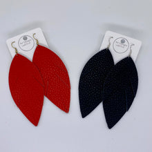 Load image into Gallery viewer, Large Leather Feather Earrings
