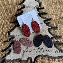 Load image into Gallery viewer, Holiday Shimmer Oval Hoops