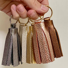 Load image into Gallery viewer, Metallic Leather Tassel Keychains