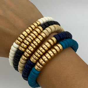 Wooden Rondelle Bead Bracelets (new colors available)