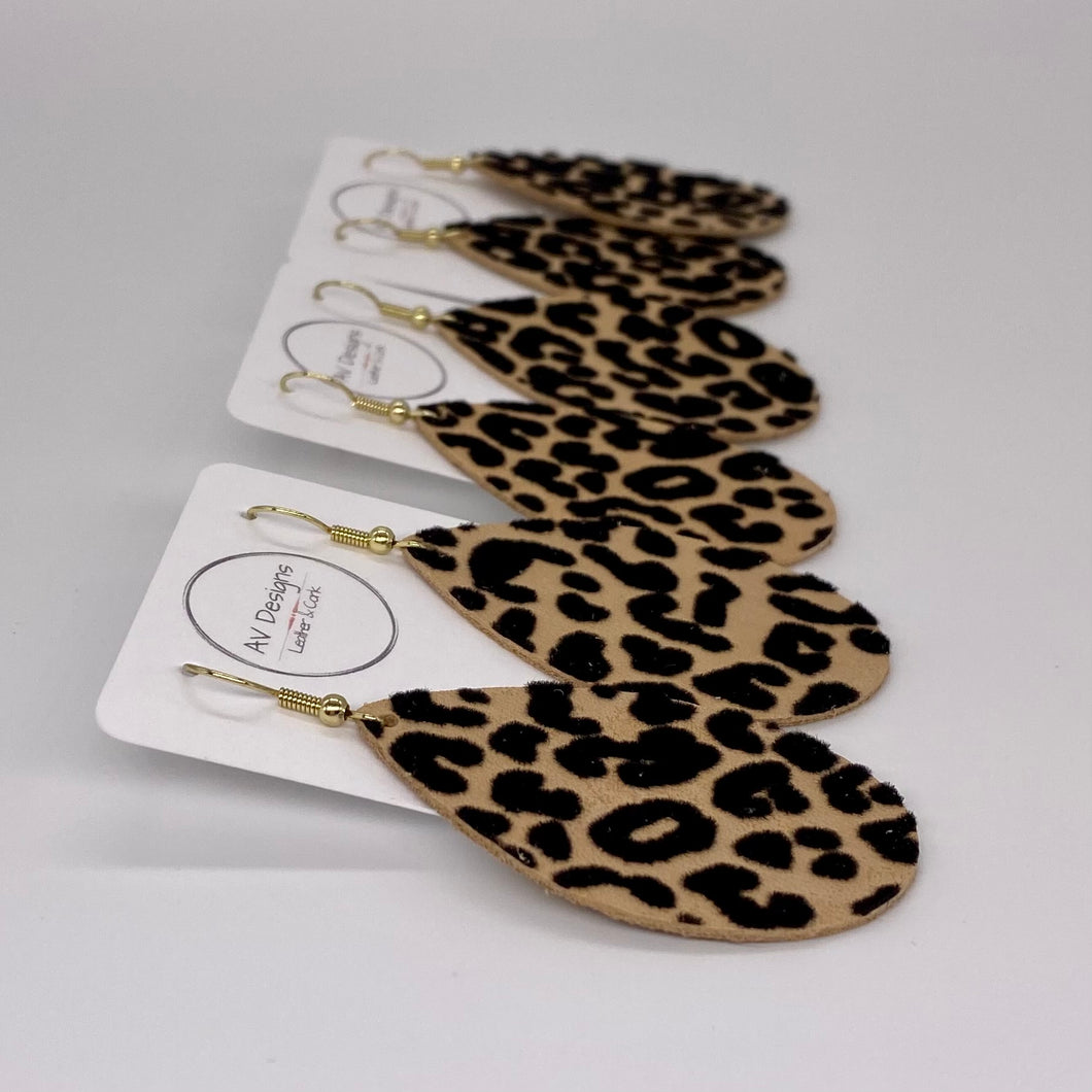 Velvet Leopard Leather Earrings