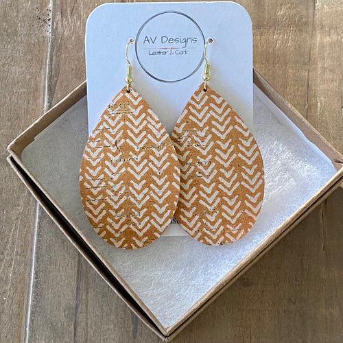 Neutral Mustard Chevron Cork Earring (additional styles available)
