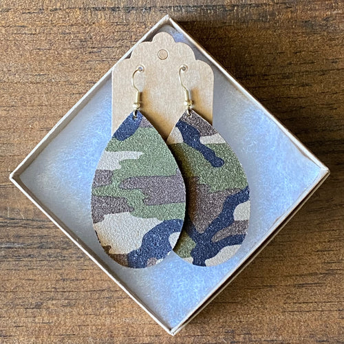 Camo Suede Leather Earring