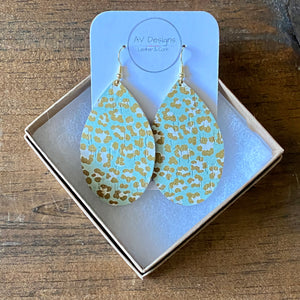 Mint Leopard Cork Earrings (additional styles available)