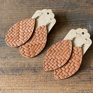 Saddle Basketweave Leather Earrings (additional styles available)