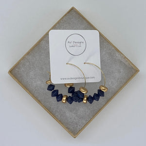 Ava Hoops in Navy and Gold Wood