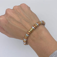 Load image into Gallery viewer, New Metallic Rondelle Wood Bead Bracelet