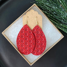 Load image into Gallery viewer, Red Honeycomb Teardrop Earrings