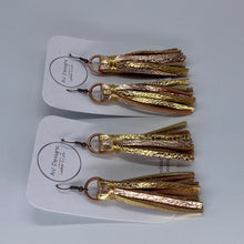 Load image into Gallery viewer, Gold and Rose Gold Metallic Leather Tassels