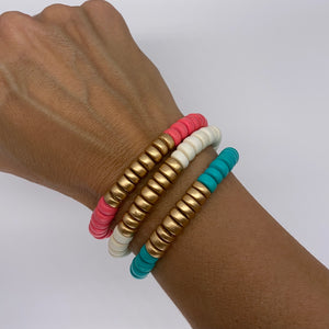 Wooden Rondelle Bead Bracelets (new colors available)