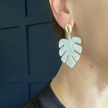 Load image into Gallery viewer, Tortoise Shell Leaf with Cowrie Shell Stud (more colors available)