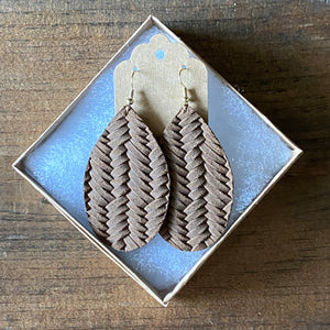 Chocolate Brown Braided Leather Earring (additional styles available)