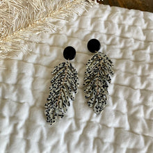 Load image into Gallery viewer, Black and Winter White Statement Earrings