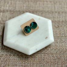 Load image into Gallery viewer, Green and Navy Tortoise Studs