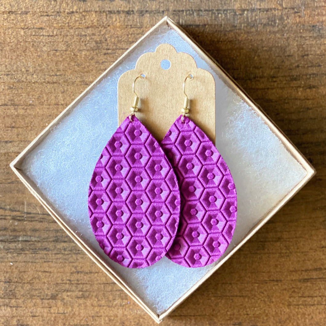 Orchid Honeycomb Leather Earrings (additional styles)
