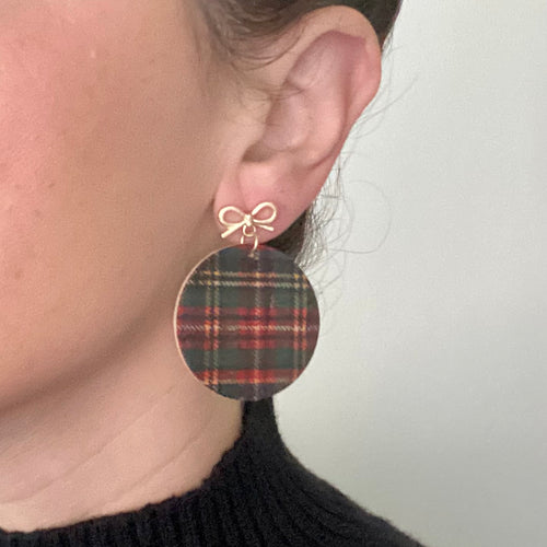 Christmas Plaid Bow Earring