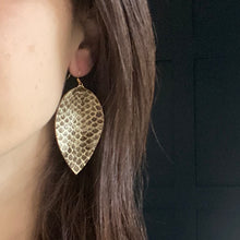 Load image into Gallery viewer, Gold and Bronze Snakeskin Pinched Leather Earring