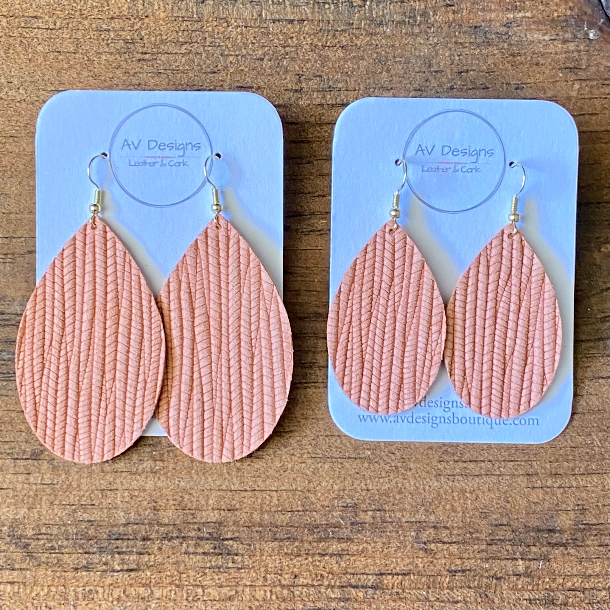 Peach Palm Leather Earrings additional styles available  AV Designs  Boutique