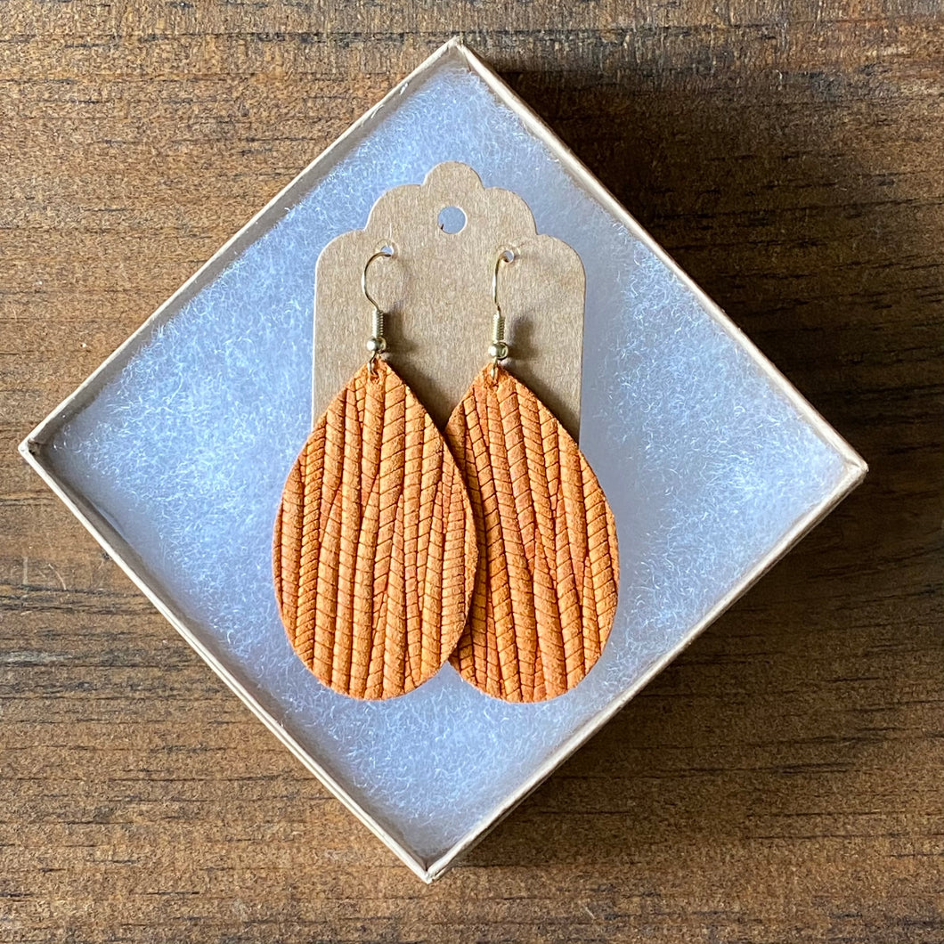 Pumpkin Palm Leather Earrings