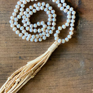 Ivory Tassel Necklace with Beads