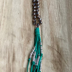 Green Suede Tassel Necklace