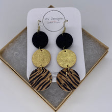 Load image into Gallery viewer, Animal Print Leather and Cork Dottie Earrings