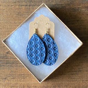 Midnight Blue Honeycomb Leather Earrings (additional styles available)