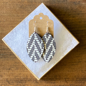 Charcoal Grey Chevron Leather Earring (additional styles)