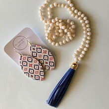 Load image into Gallery viewer, Navy &amp; Pink Aztec Earring and Necklace Gift Set