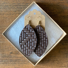 Load image into Gallery viewer, Chocolate Basketweave Leather Earrings (additional styles available)